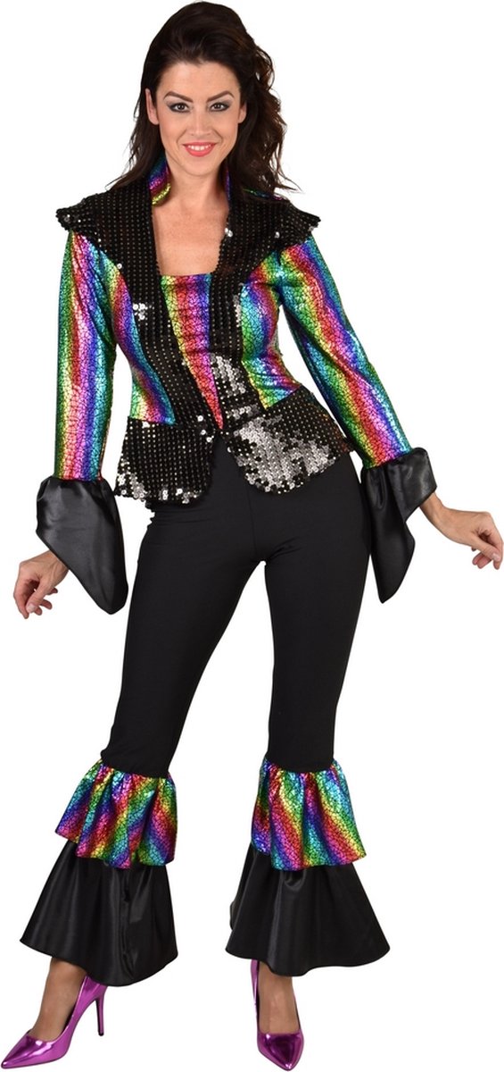 Disco Queen Regenboog Pak Premium - Maat L